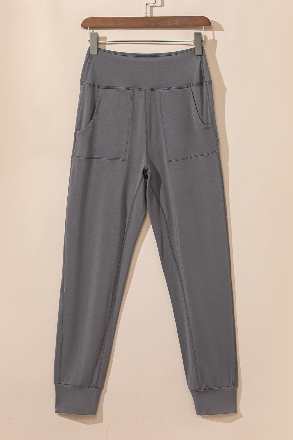 Medium Grey Exposed Seam High Waist Pocketed Joggers