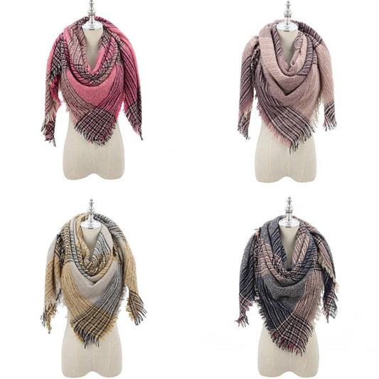 New Style Circle Yarn Square Scarf Shawl Color Plaid