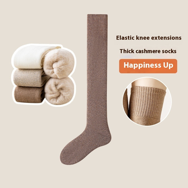 Over Knee Socks Long Tube Fleece-lined Thick Cashmere Warm