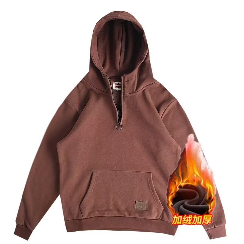 Half Open Collar Hooded Men's Sweater