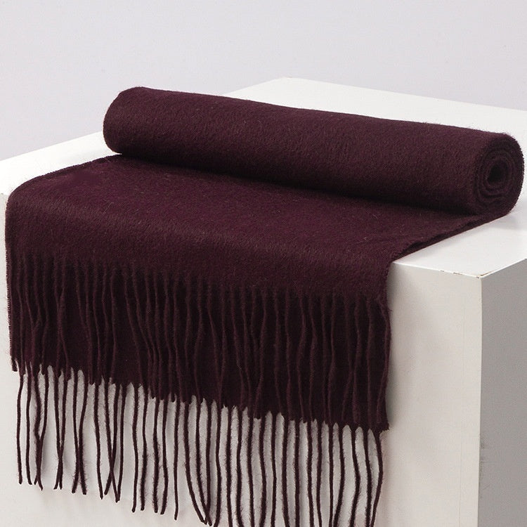 Autumn And Winter Scarf Solid Color Wool Scarf Thickened Men And Women