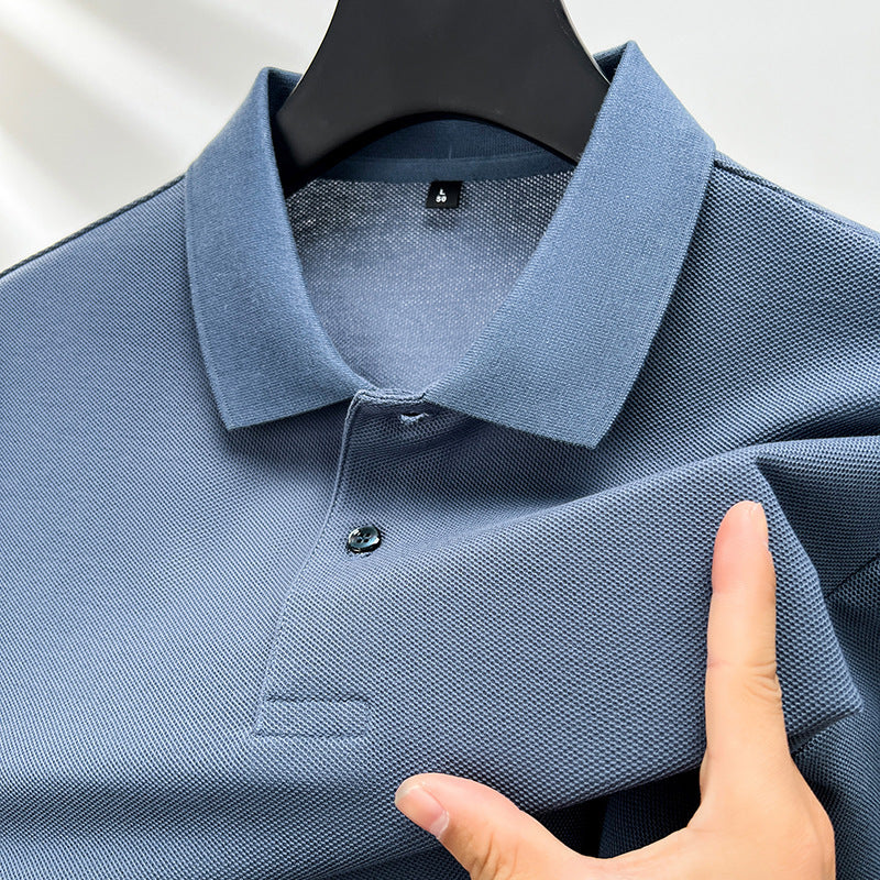 Pure Cotton Men's Short-sleeved Polo Shirt Lapels Business Casual Solid Color T-shirt Lead