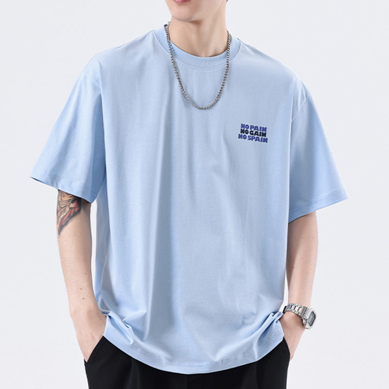 Summer Simplicity Cotton Letter Print Short-sleeve T-shirt Men