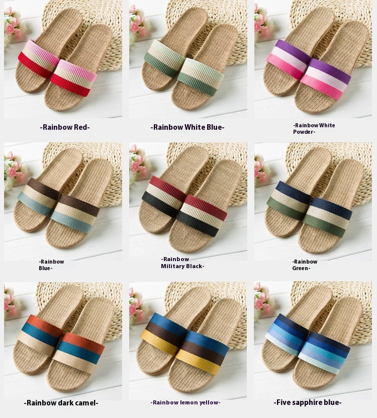 Linen Slippers Couple Indoor Platform Non-slip Non-stinky Feet