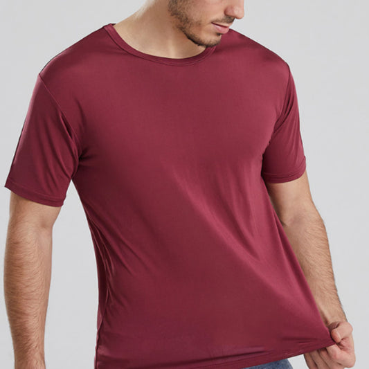 Men's Mulberry Silk Loose Round Neck Silk T-shirt