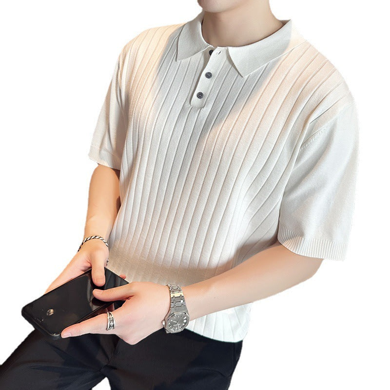 Casual Polo Shirt T-shirt Fit Lapel Half Sleeve Top