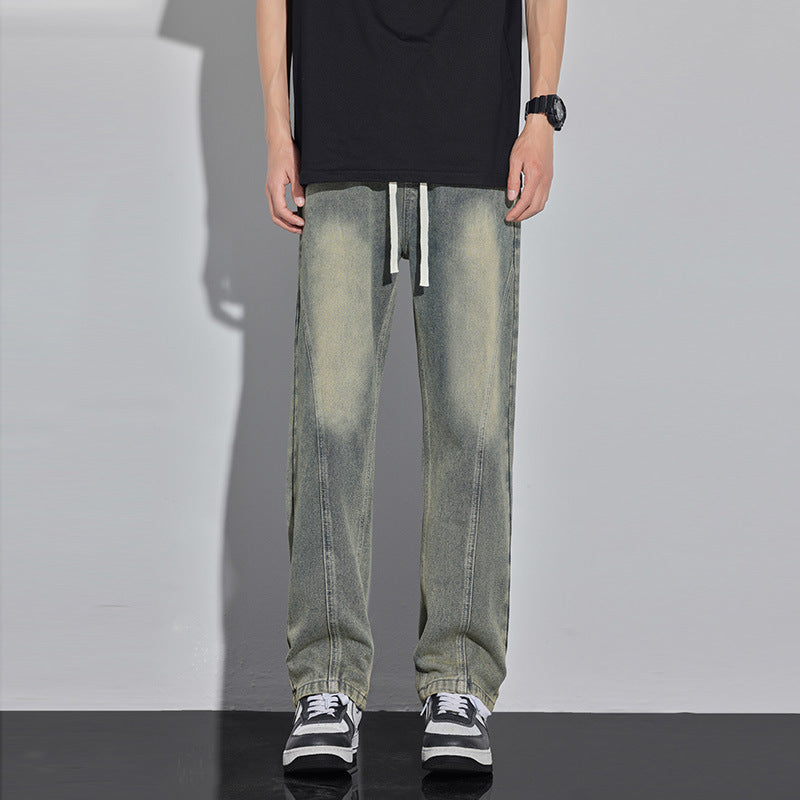 Spring And Summer Retro Distressed Straight Pants