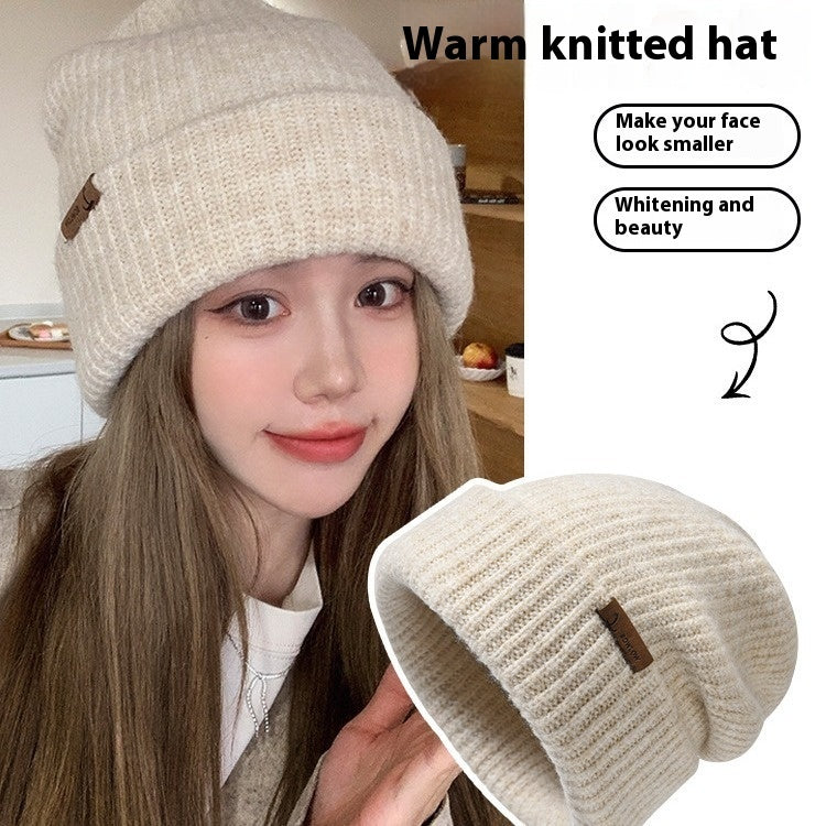 Children's Autumn And Winter Lazy Style Make Face Look Smaller Warm Ear Protection Knitted Hat