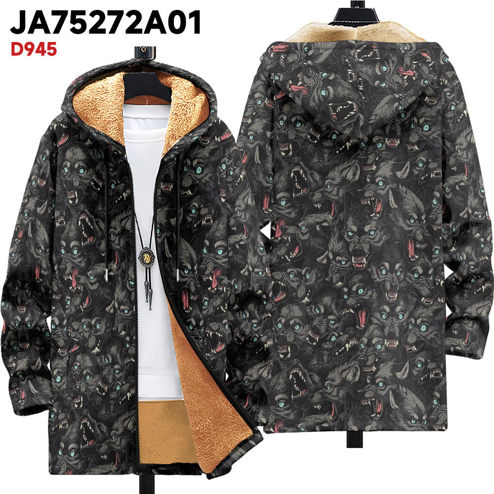 Coat Multi-color Zipper Hooded Thickened Lining