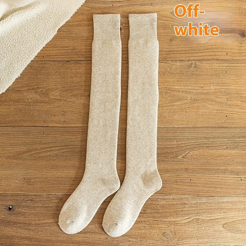 Cashmere Knee Socks Women's Long Tube Fleece-lined