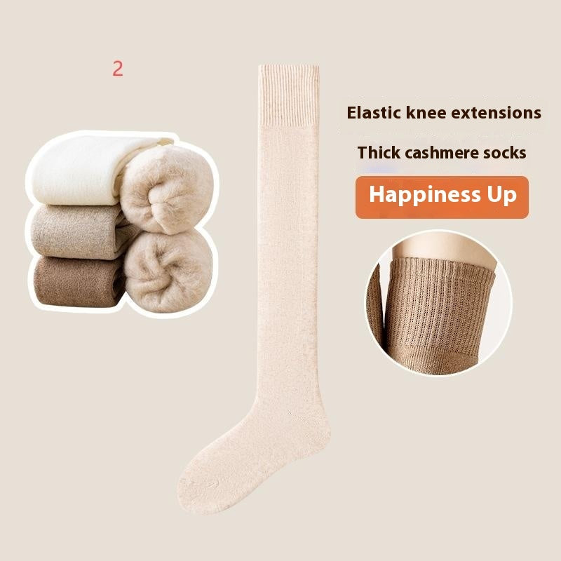 Over Knee Socks Long Tube Fleece-lined Thick Cashmere Warm