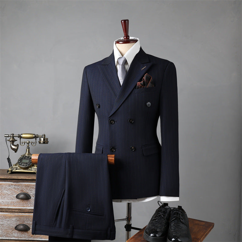 Double Breasted Stripes Suit Men's Suits