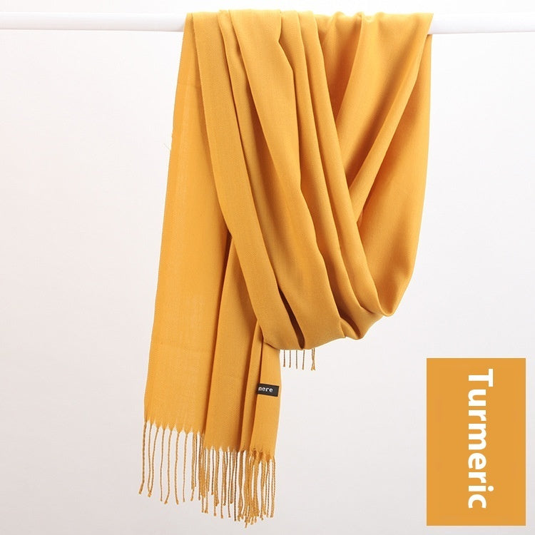 Pure Color Warm Keeping Scarf All-match Cashmere Shawl