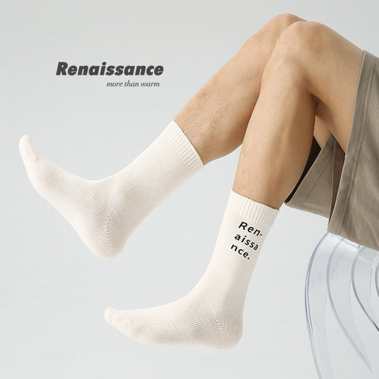 Renaissance Original Tube Socks Simple Letters Men