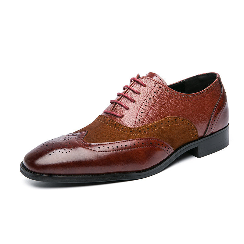 British Men's Low-top Lace-up Pointed Leather Shoes