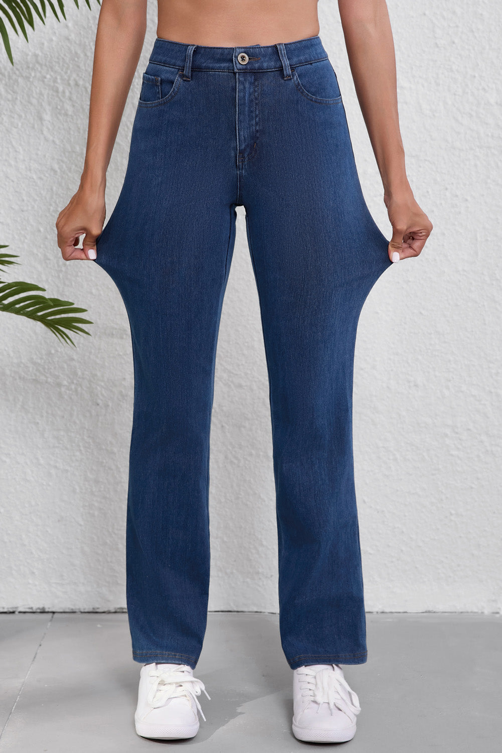 Ashleigh Blue Mid Waist Stretchy Knit Casual Bootcut Jeans