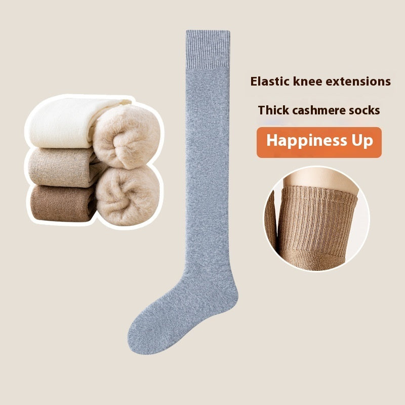 Over Knee Socks Long Tube Fleece-lined Thick Cashmere Warm