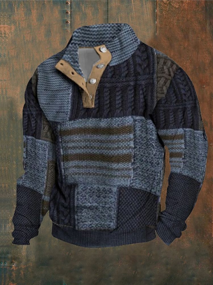 Digital Printing Turtleneck Half Zipper Sweater For Men